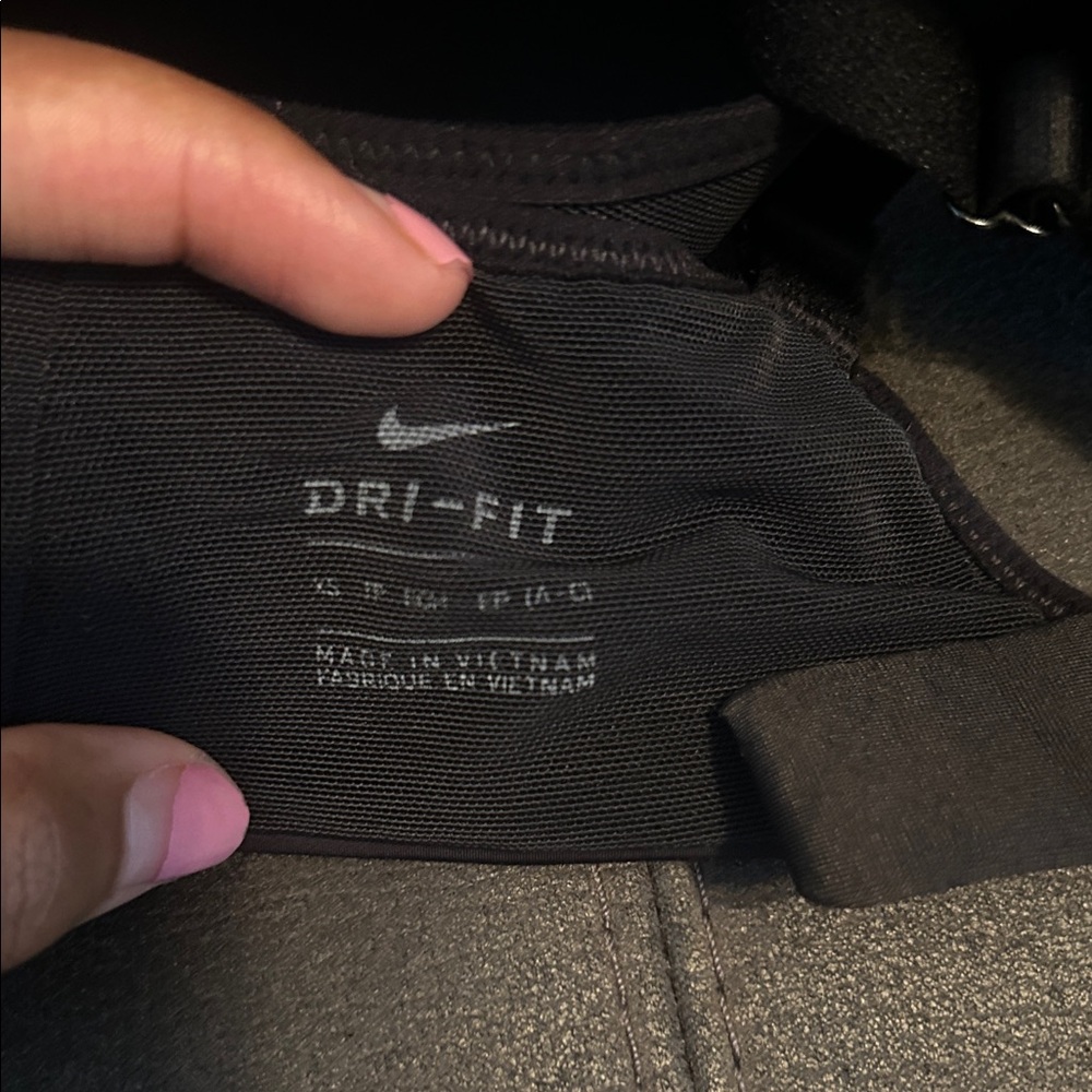 Nike Women's Black Sports Bra with White Logo - Picture 3 of 3